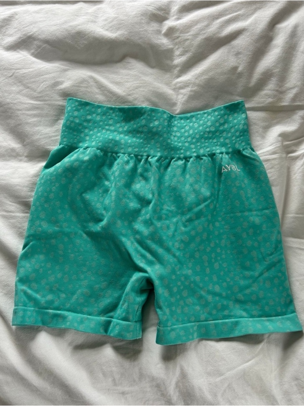 AYBL 3.5” Teal Patterned High-Waist Lifting Shorts